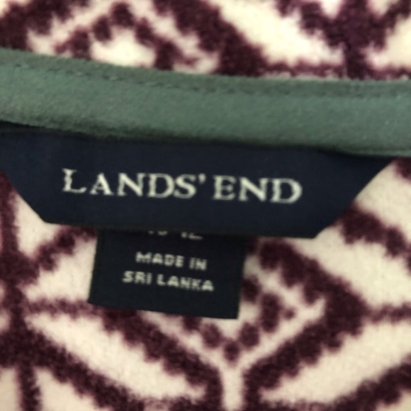 Land's End purple & white 1/4 zip fleece pull over sweater in size M - Picture 7 of 8